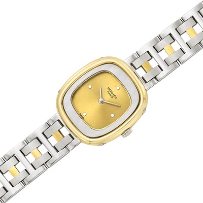 Lot 148 - Lady's Stainless Steel and Gold 'Clipper' Wristwatch, Hermès, Paris
