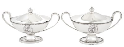 Lot 213 - Pair of George III Sterling Silver Covered...