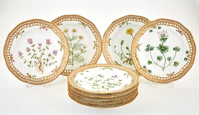 Lot 414 - Set of Nine Royal Copenhagen Porcelain Flora...