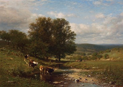Lot 26 - James McDougal Hart American, 1828-1901 Cattle...