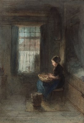 Lot 3 - Jozef Israels Dutch, 1824-1911 Peeling Apples...