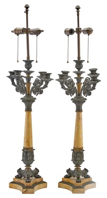 Lot 169 - Pair of Restauration Gilt and Patinated-Bronze...