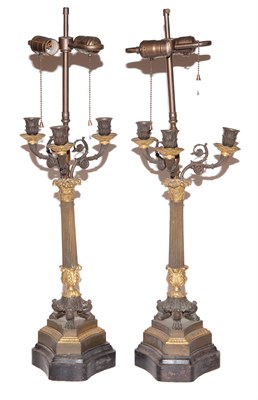 Lot 470 - Pair of Restauration Gilt and Patinated-Bronze...