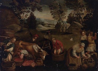 Lot 3 - Manner of Jacopo Bassano Making Wine Oil on...