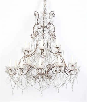 Lot 451 - Continental Cut-Glass and Brass Eighteen-Light...