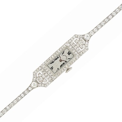 Lot 314 - Platinum and Diamond Wristwatch, Dreicer & Co.