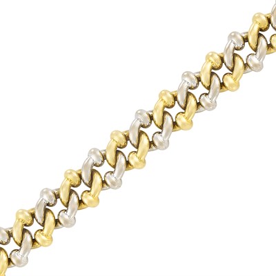 Lot 19 - Two-Color Gold Curb Link Bracelet, Tiffany & Co.