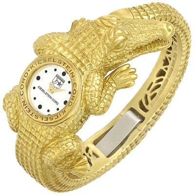 Lot 20 - Gold Alligator Bangle-Watch, Barry Kieselstein-Cord