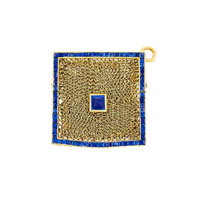 Lot 223 - Gold and Sapphire Mesh Change Purse