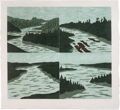 Lot 18 - Richard Bosman (b. 1944) RIVER Color woodcut,...