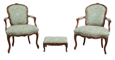 Lot 182 - Pair of Louis XV Upholstered Beechwood...