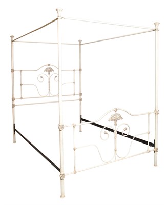 Lot 293 - White Painted Wrought Iron Full Tester Bed...