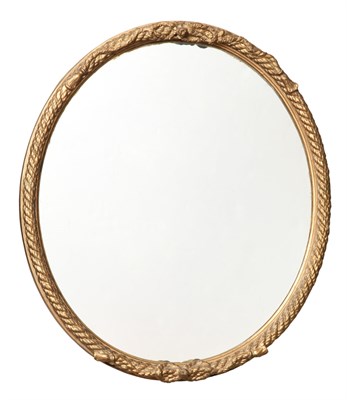 Lot 318 - Giltwood Oval Mirror Height 27 inches, width...