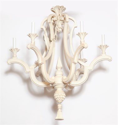 Lot 393 - French Style White Painted Wood Six-Light...