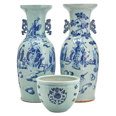 Lot 155 - Assembled Pair of Chinese Blue and White on...