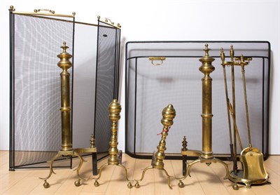Lot 285 - Group of Brass Fireplace Equipment