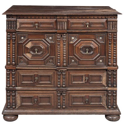 Lot 257 - Charles II Joined Oak Chest of Drawers Third...