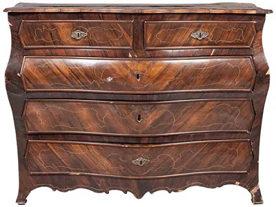 Lot 165 - Portuguese Rococo Brass Inlaid Rosewood...