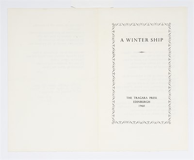 Lot 197 - PLATH, SYLVIA A Winter Ship. Edinburgh:...