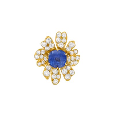 Lot 228 - Gold, Sapphire and Diamond Flower Ring, Tiffany & Co.