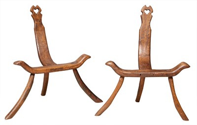 Lot 139 - Pair of Italian Provincial Fruitwood Stools...
