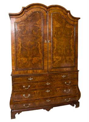 Lot 259 - Dutch Rococo Style Burr Walnut Linen Press...