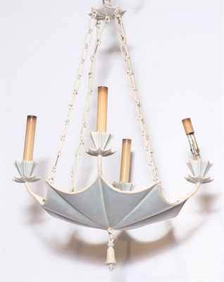 Lot 388 - Pale Blue Painted Tole Umbrella-Form Hanging...