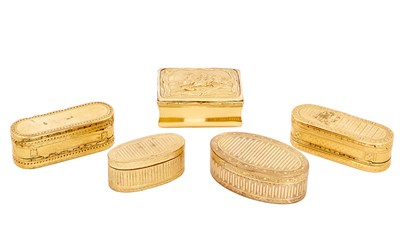 Lot 411 - Group of Five Continental Gilt-Metal Snuff...