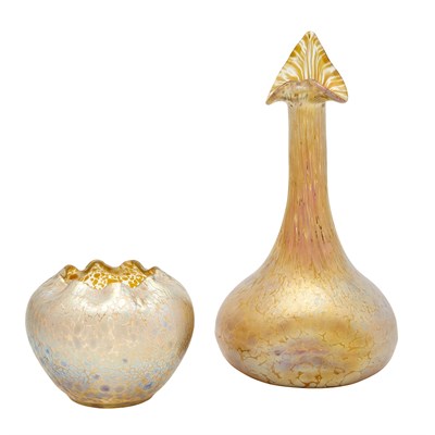 Lot 307 - Two Bohemian Art Glass Iridescent Vases...