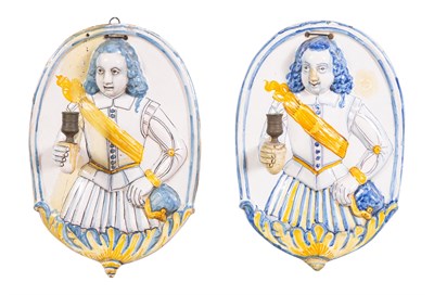 Lot 38 - Pair of Delft Faience Wall Lights 19th century...