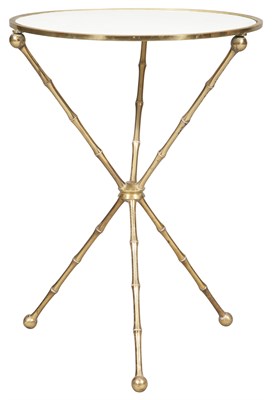 Lot 339 - Faux Bamboo Gilt-Metal and Marble Top Gueridon...