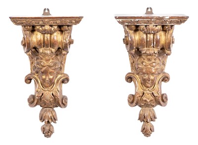 Lot 54 - Pair of Régence Style Giltwood Brackets Late...
