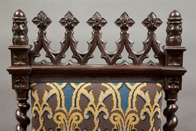 Lot 273 - Gothic Revival Upholstered Mahogany Open...
