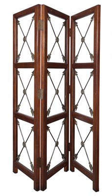 Lot 174 - Metal-Mounted Mahogany Three-Panel Floor...