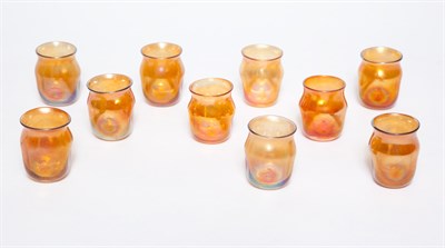 Lot 238 - Set of Nine Tiffany Gold Favrile Glass Dimpled...