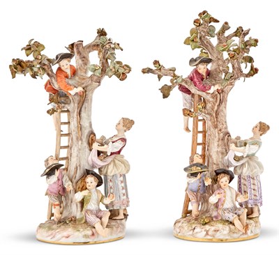Lot 58 - Two Meissen Porcelain Figure Groups of Apple...