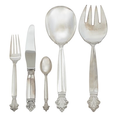 Lot 242 - Assembled Georg Jensen Sterling Silver...