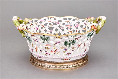 Lot 484 - French Silver Mounted KPM Gilt and Polychrome...