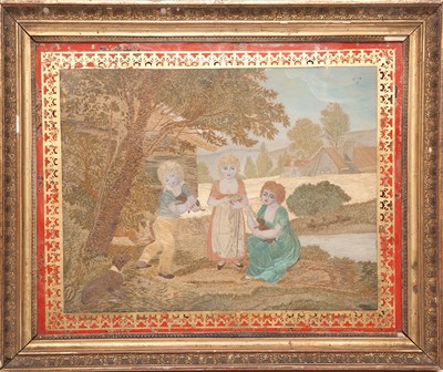 Lot 482 - George III Embroidered Silk Picture Circa 1800...
