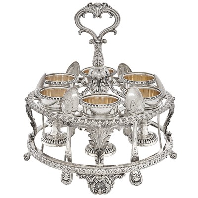 Lot 219 - George IV Sterling Silver Egg-Frame and Six...