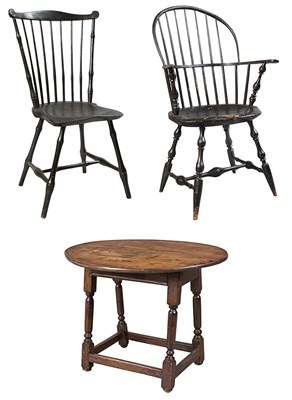 Lot 258 - Black Painted Windsor Sack-Back Armchair Early...