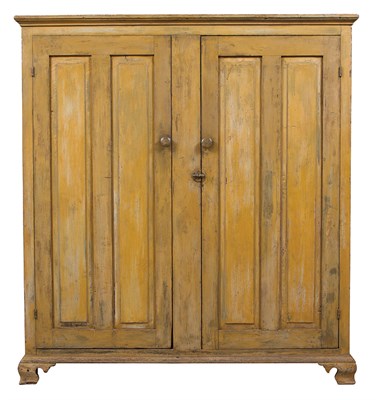 Lot 140 - American Yellow Painted Two-Door Cupboard...