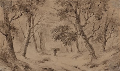 Lot 85 - Attributed to Anton Mauve A Man gathering Wood...