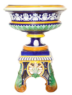 Lot 168 - Majolica Jardiniere on Stand Height overall 29...