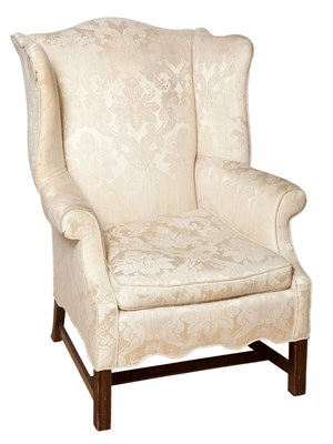 Lot 178 - George III Style Upholstered Mahogany Wing Chair