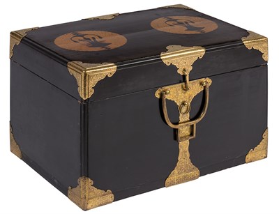 Lot 182 - Japanese Brass Mounted Black and Gilt...
