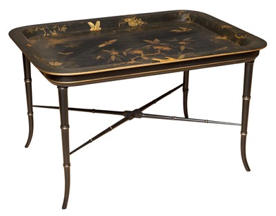 Lot 182 - Regency Style Gilt and Black Lacquer Decorated...