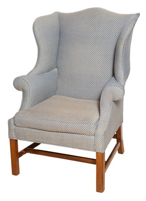 Lot 183 - George III Style Upholstered Mahogany Wing Chair