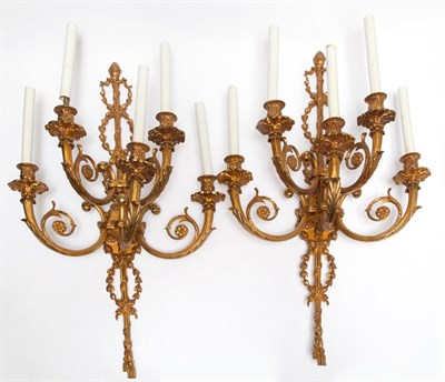 Lot 219 - Pair of Louis XVI Style Gilt-Metal Five Light...
