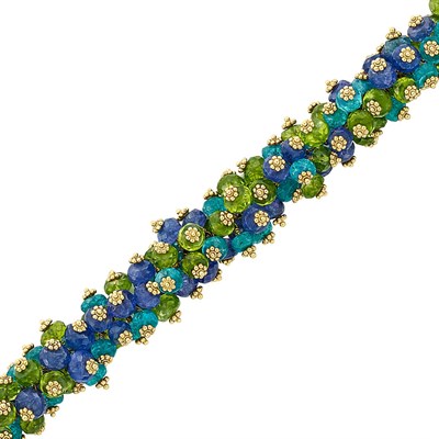 Lot 174 - Gold and Gem-Set Bead Bracelet
